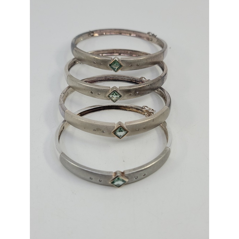 Sterling‎ Silver Cubic Zirconia Womens Bangle Bracelet Lot X4 2.6 Troy Oz